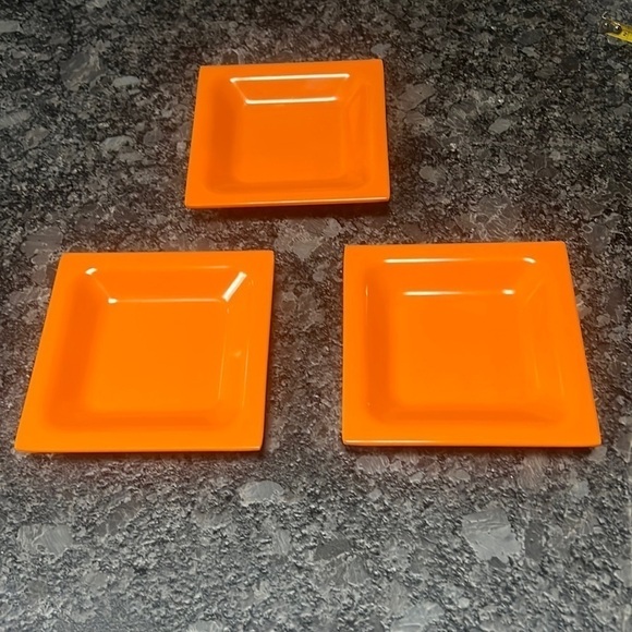 Set of 3 Orange Melamine Dessert Bread Plates - Picture 1 of 4
